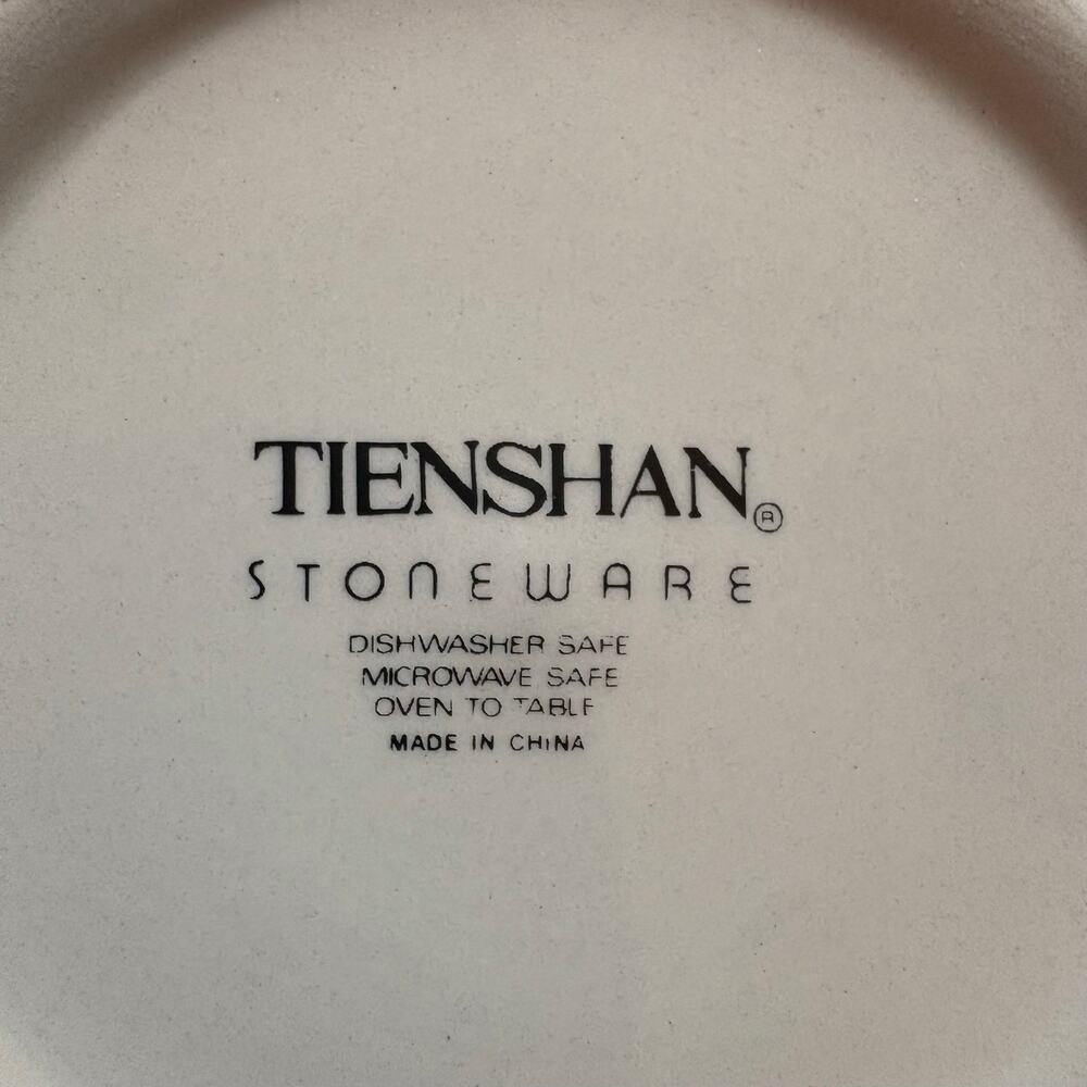 Vintage Tienshan Country Bear Teddy Stoneware 4 Pc Set Grannycore Blue Bow - Picture 3 of 8